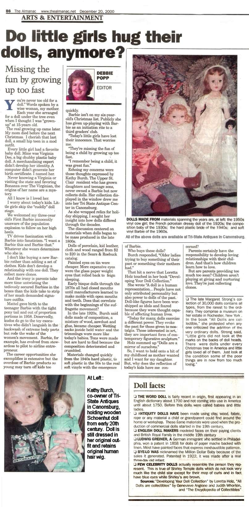 Doll Article in the Almanac, December 20, 2000